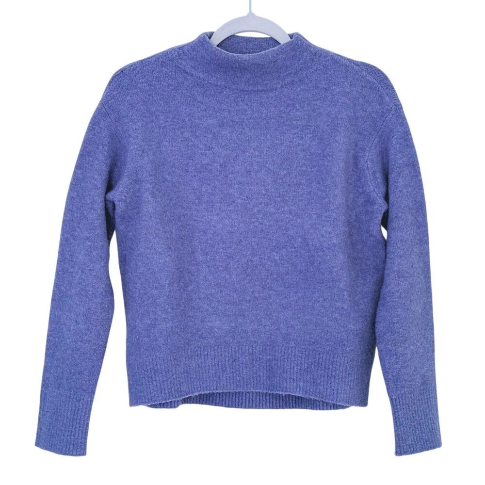 UNIQLO Womens Wool Mock Neck Sweater Size XXS Blue Quiet Luxury Minimal Cozy